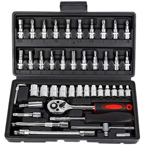 46PCS 1/4 Inch Drive Socket Ratchet Wrench Set with Extension Bar