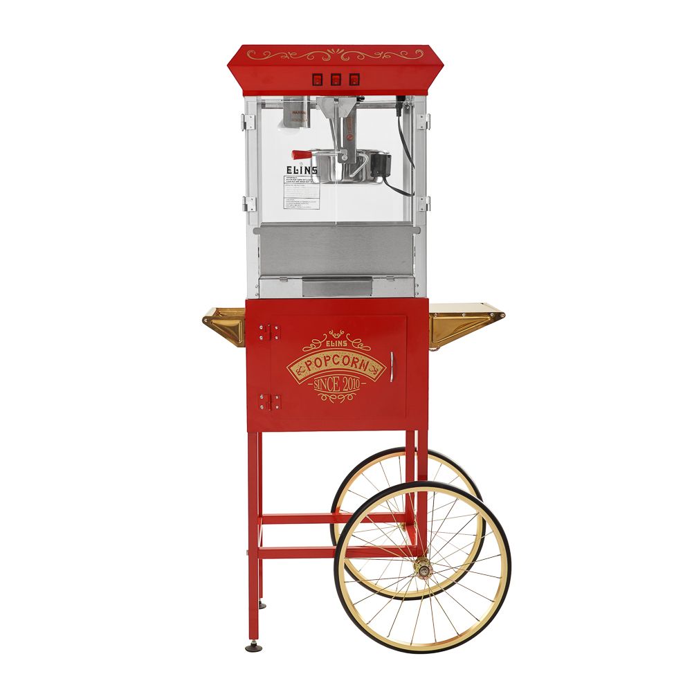 8 Ounce Large Popcorn Maker Machine with Cart PM08LC