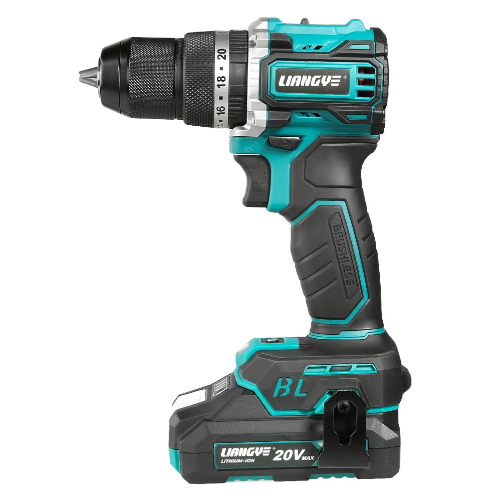 Cordless 21V Impact Drill Kit with 2 Li-Ion Batteries and Fast Charger