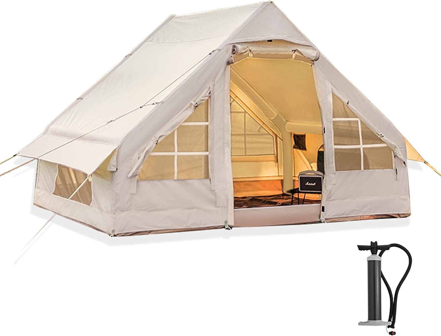 Easy Set-Up Inflatable 4-Person Camping Tent with Pump
