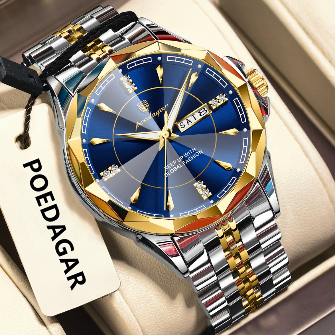 Poedagar 674 Stainless Steel Waterproof Luminous Men's Quartz Watch