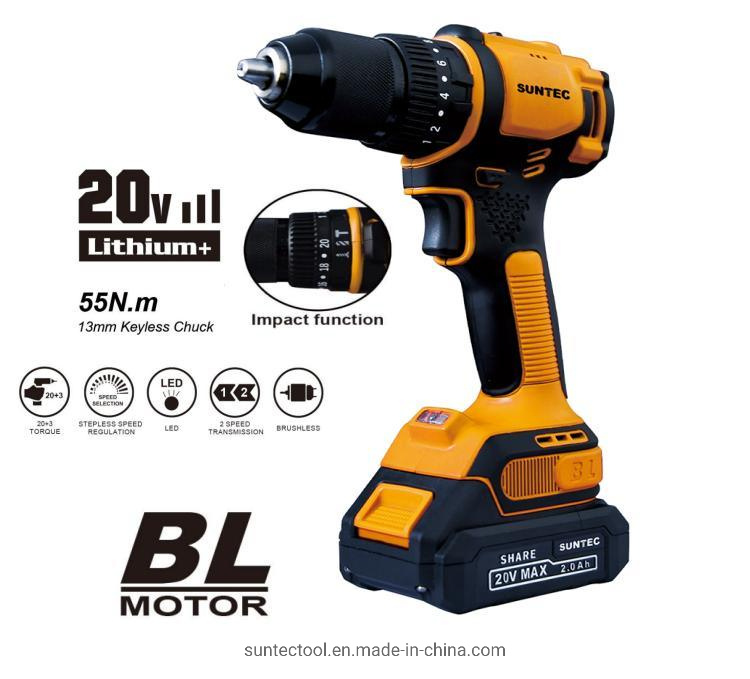 Professional 20V Cordless Drill with Impact Function