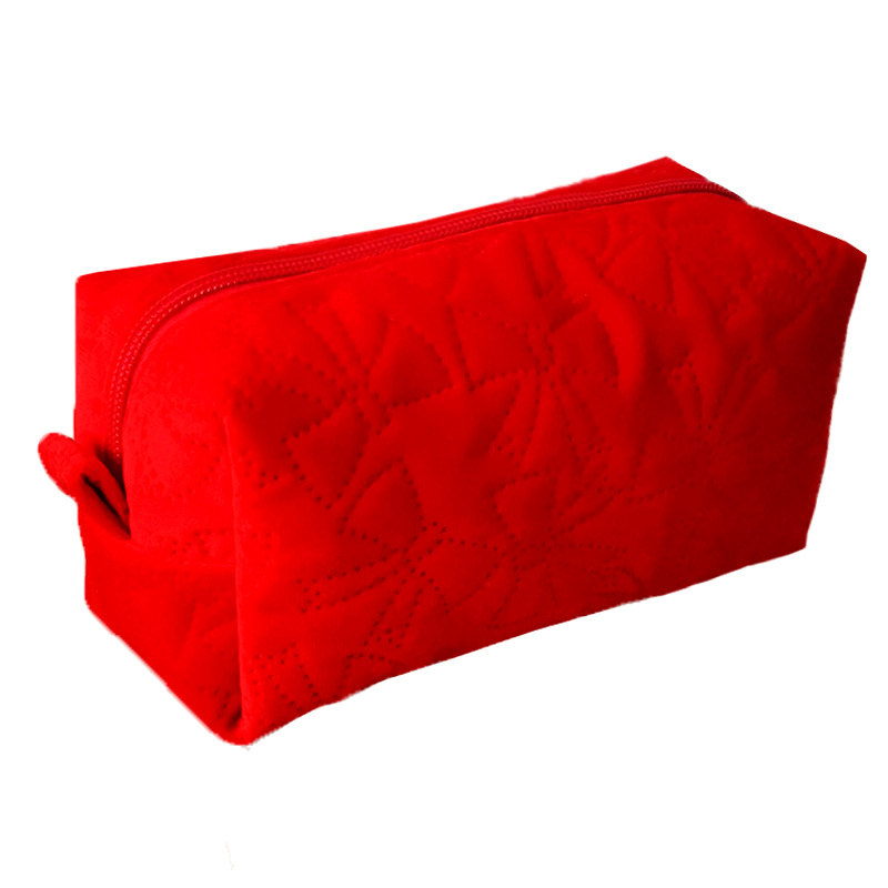 Quilted Velvet Travel Cosmetic Makeup Bag With Custom Logo