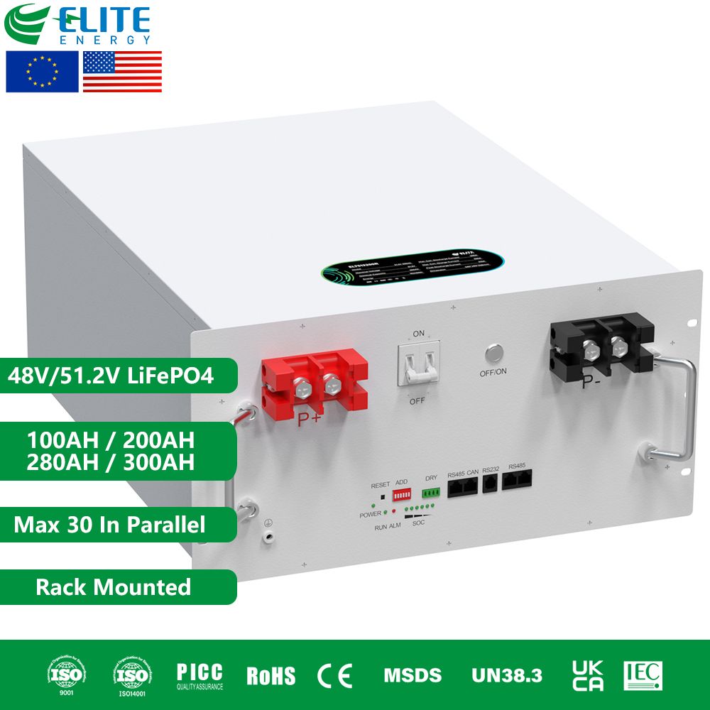Rack Mounted LiFePO4 Battery 48V 100Ah 200Ah for Home Storage