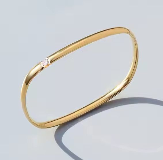 Stainless Steel Baguette Zirconia Cuff Bangle Bracelet for Women