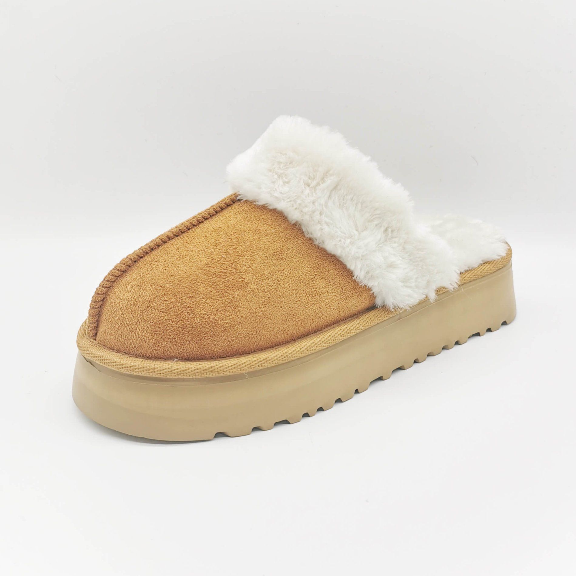 Thick-Outsole Faux Fur Indoor Winter Slippers