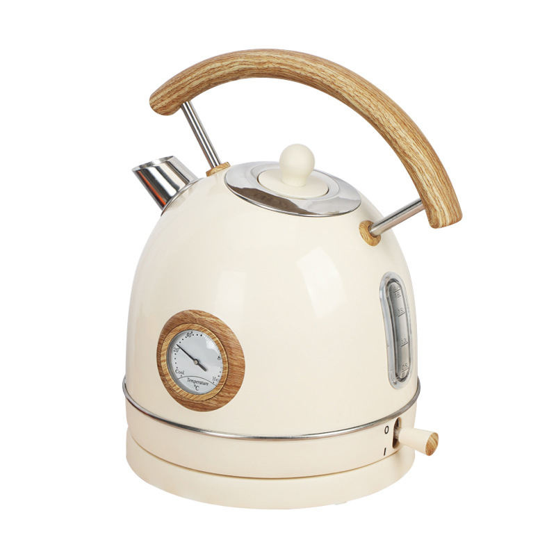 Elegant Wood Handle Electric Kettle with Temperature Display