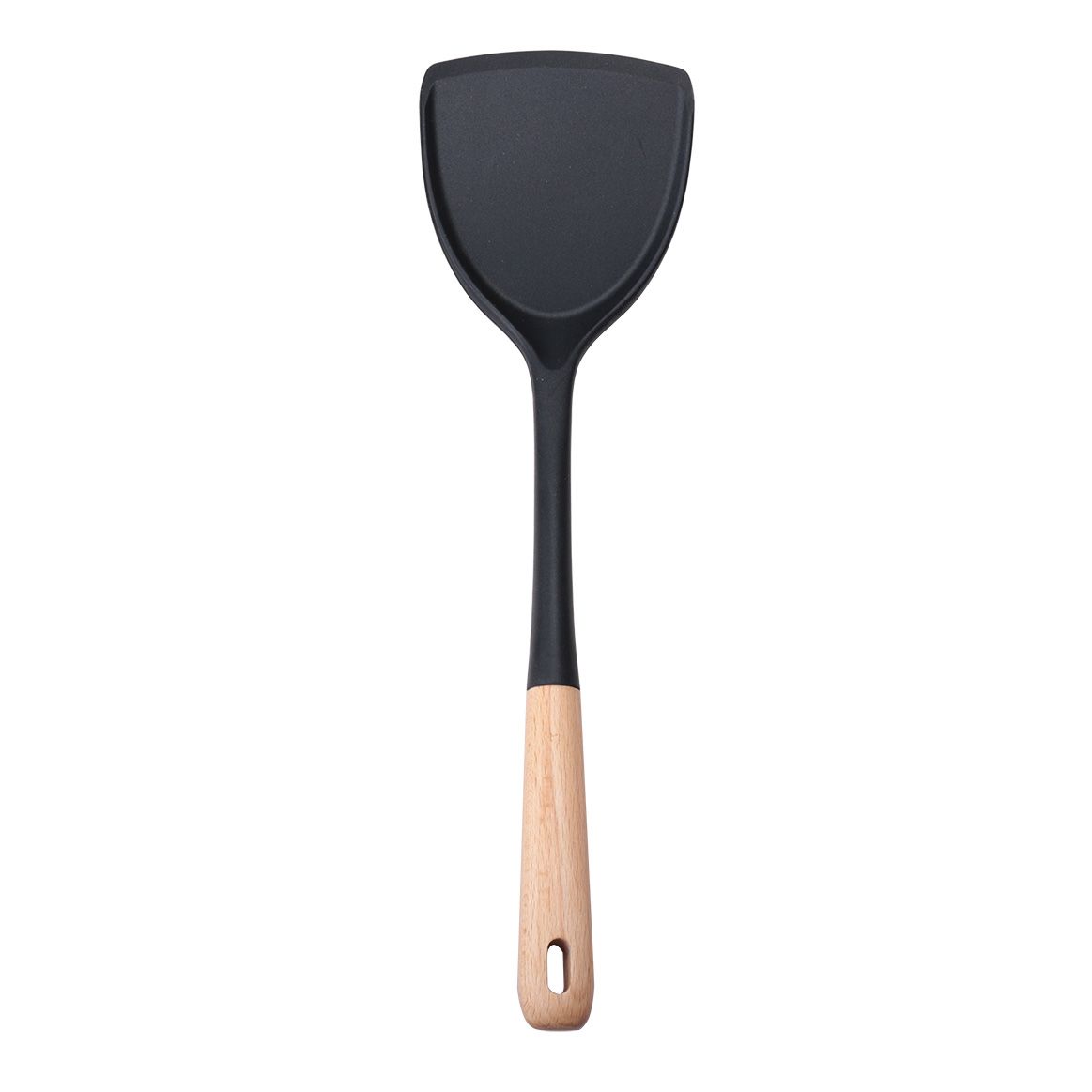 Wooden Handle Silicone Kitchen Utensil Set with Spatula Ladle and Turner
